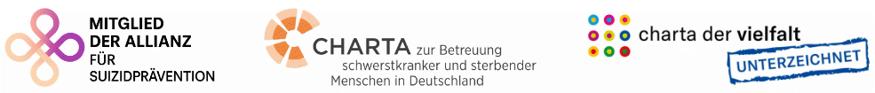 Der DHPV ist Mitglied in der Allianz für Suizidprävention und hat die Charta zur Betreuung schwerstkranker und sterbender Menschen sowie die Charta der Vielfalt unterzeichnet. Die Grafik zeigt die entsprechenden Logos.